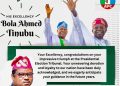 Chief Martin Orim Congratulates President Tinubu on Tribunal Victory