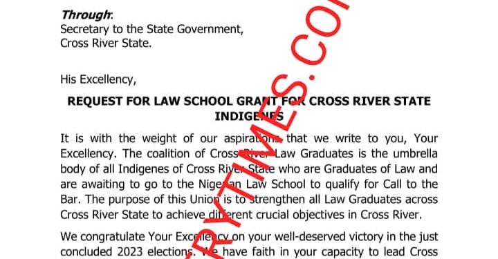 Cross River State Law Graduates Write Government, Seek Law School Grant