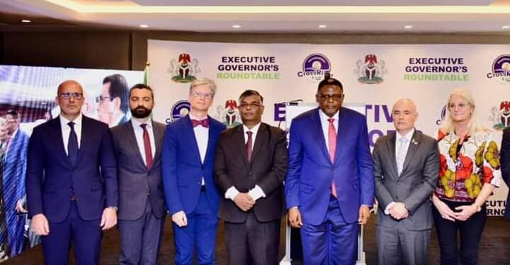 Prof. Shiyam congratulates Gov Otu on the accomplishments of the Executive Governor’s Roundtable.