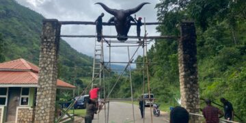 Iconic Bull Head Reinstalled at Obudu Cattle Ranch Hill After Two-Year Absence