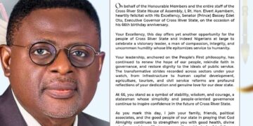 Speaker Ayambem Congratulates Gov. Bassey Otu on His 66th Birthday, Calls Him a Symbol of Stability, Wisdom, and Courage