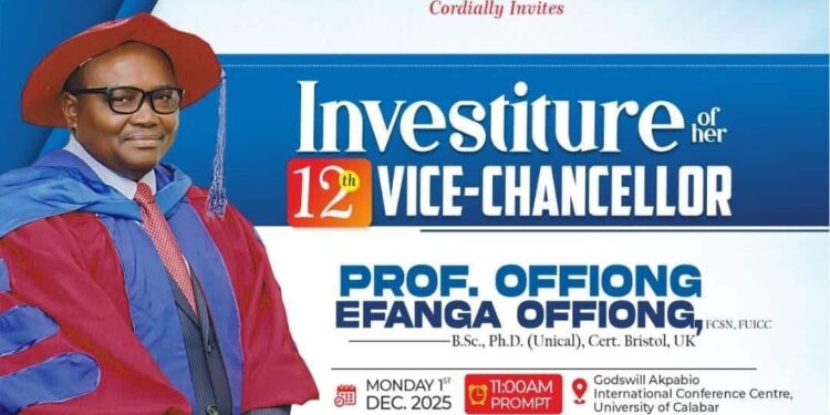 UNICAL Prepares for New Era, Sets December 1 for Investiture of 12th Vice Chancellor Prof Offiong